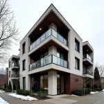 طراحی نمای ساختمان مدرن با الهام از معماری و سبک‌های اروپایی با جزئیات زیبا و مصالح مدرن